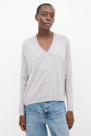 Acne Studios Heather Grey Wool V-Neck Top