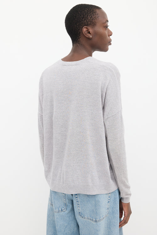 Acne Studios Heather Grey Wool V-Neck Top