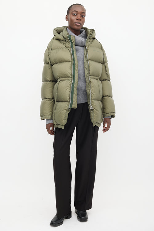 Acne Studios Khaki Green Oversized Drawstring Puffer Jacket