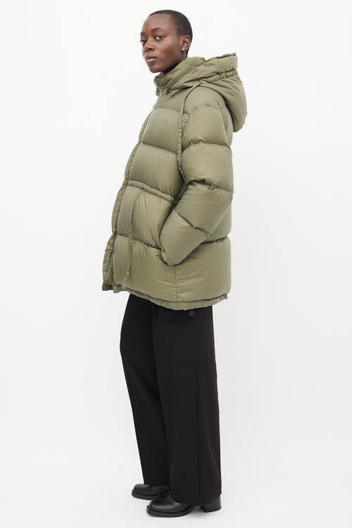 Acne Studios Khaki Green Oversized Drawstring Puffer Jacket