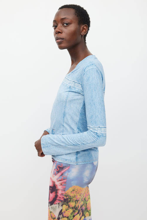 Acne Studios Light Blue Denim Printed Top