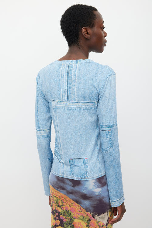 Acne Studios Light Blue Denim Printed Top