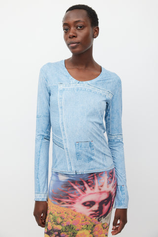 Acne Studios Light Blue Denim Printed Top