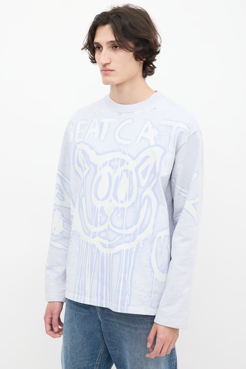 2021 Light Blue 
White Graffiti Crewneck