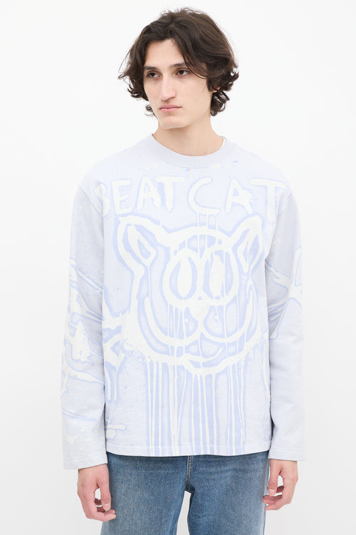 2021 Light Blue 
White Graffiti Crewneck