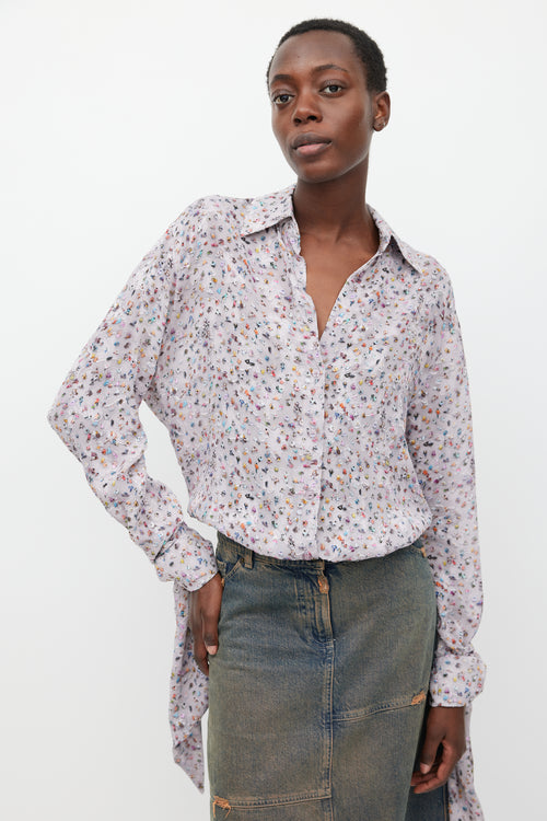 Acne Studios Light Purple 
Multicolour Crowd Printed Shirt