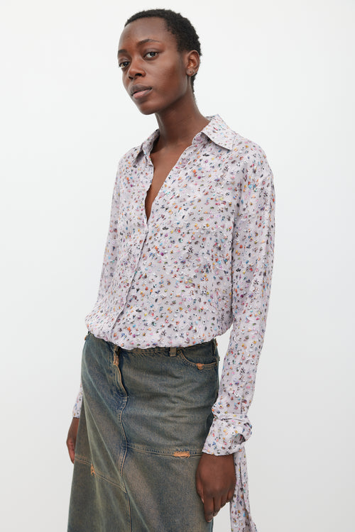 Acne Studios Light Purple 
Multicolour Crowd Printed Shirt