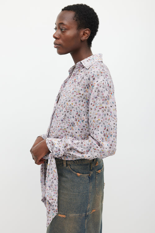 Acne Studios Light Purple 
Multicolour Crowd Printed Shirt