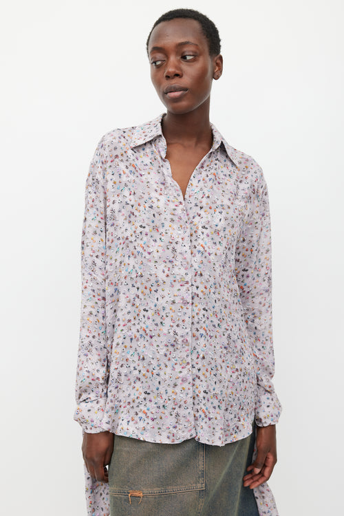 Acne Studios Light Purple 
Multicolour Crowd Printed Shirt