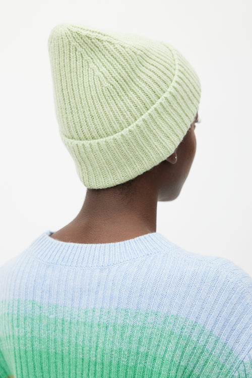 Acne Studios Green Knit Small Face Beanie