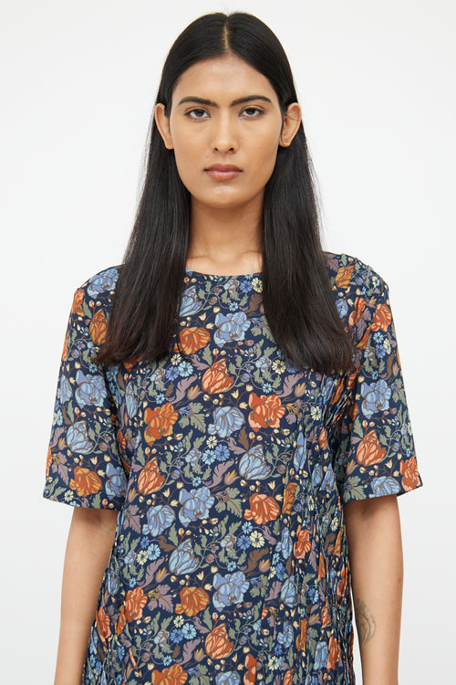 Acne Studios Navy Multi Colour Floral Dress