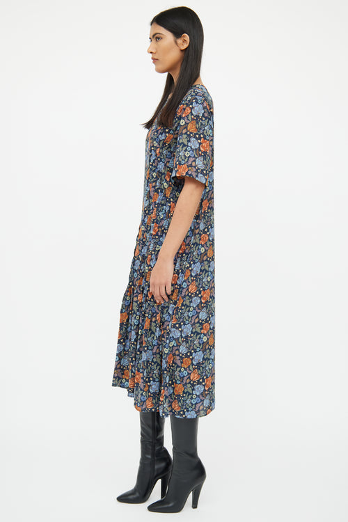 Acne Studios Navy Multi Colour Floral Dress