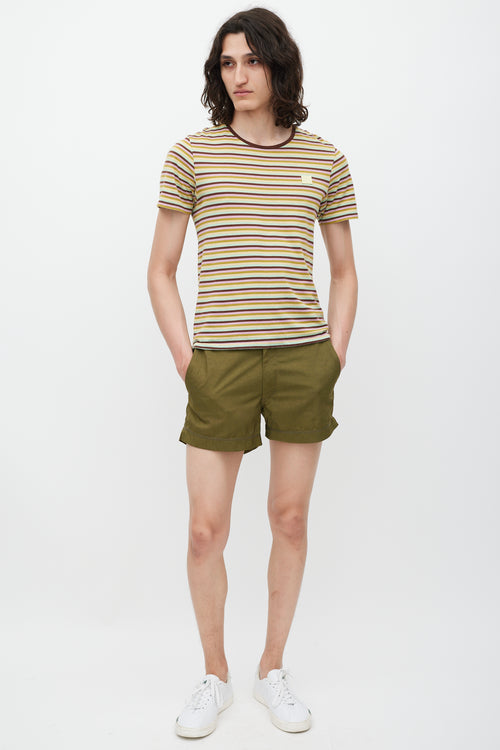 Acne Studios Multicolour Striped Face Logo T-Shirt