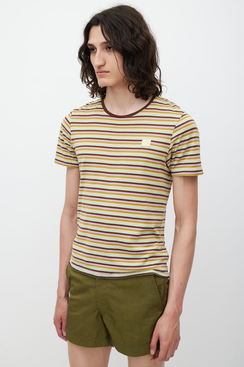 Acne Studios Multicolour Striped Face Logo T-Shirt