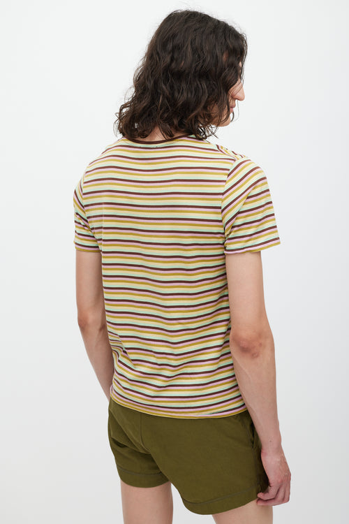 Acne Studios Multicolour Striped Face Logo T-Shirt