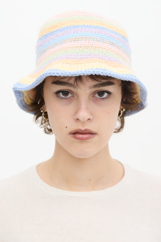 Acne Studios Multicolour Cotton 
Wool Striped Crochet Bucket Hat