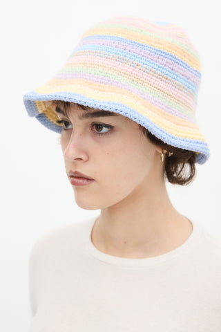 Acne Studios Multicolour Cotton 
Wool Striped Crochet Bucket Hat