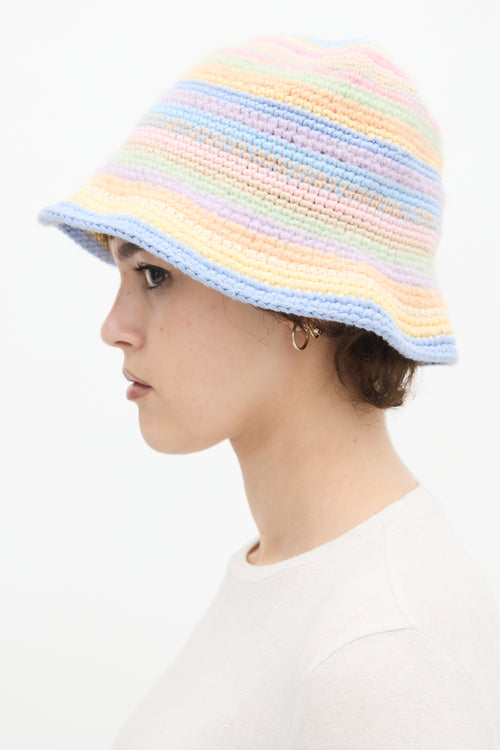 Acne Studios Multicolour Cotton 
Wool Striped Crochet Bucket Hat