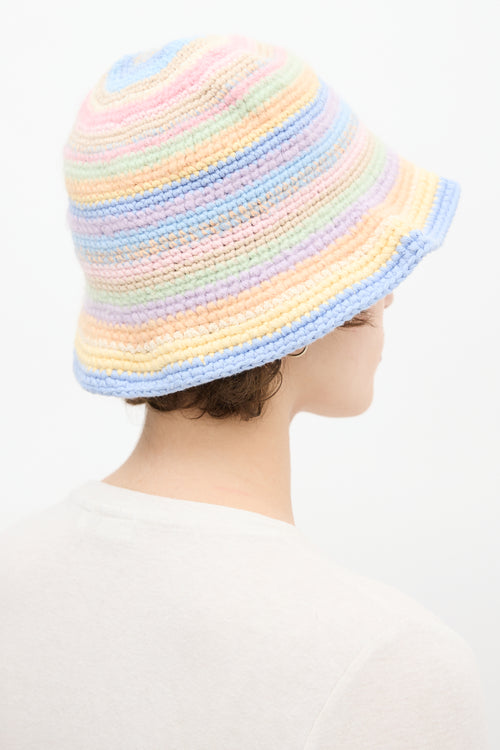 Acne Studios Multicolour Cotton 
Wool Striped Crochet Bucket Hat