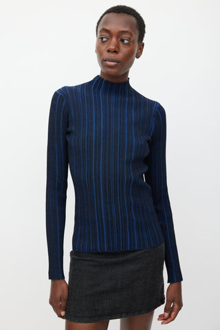 Acne Studios Navy 
Black Ribbed Mock Neck Top