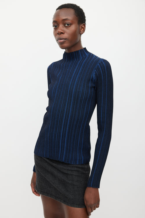 Acne Studios Navy 
Black Ribbed Mock Neck Top