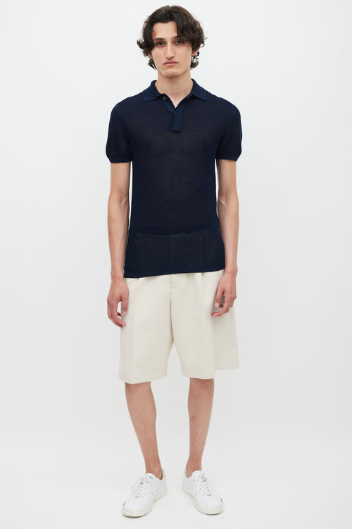 Acne Studios Navy Knit Mesh Polo