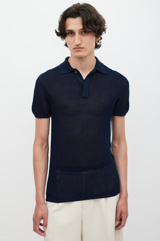 Acne Studios Navy Knit Mesh Polo