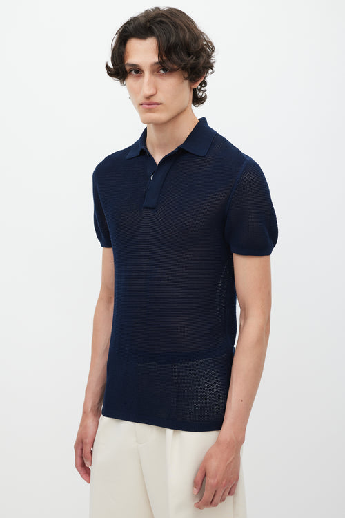 Acne Studios Navy Knit Mesh Polo