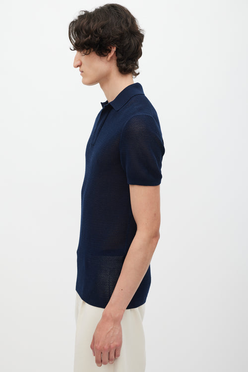 Acne Studios Navy Knit Mesh Polo