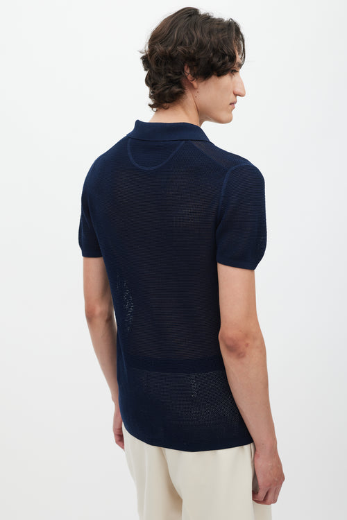 Acne Studios Navy Knit Mesh Polo