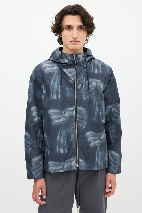 Acne Studios Navy Nylon Printed Hooded Jacket