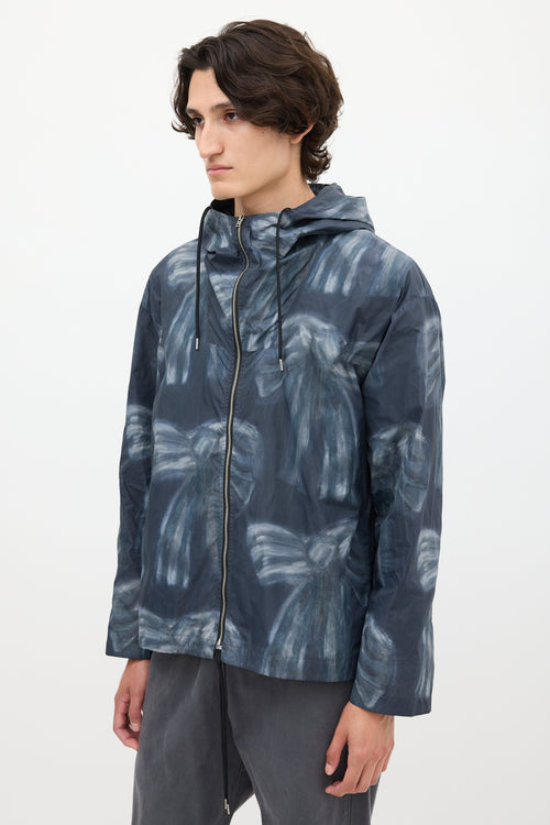 Acne Studios Navy Nylon Printed Hooded Jacket