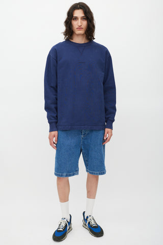 Acne Studios Navy Oversized Logo Crewneck