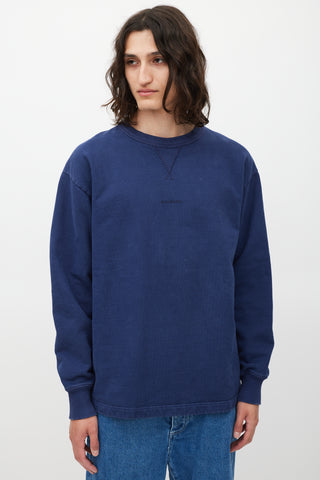 Acne Studios Navy Oversized Logo Crewneck