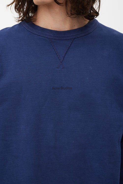 Acne Studios Navy Oversized Logo Crewneck