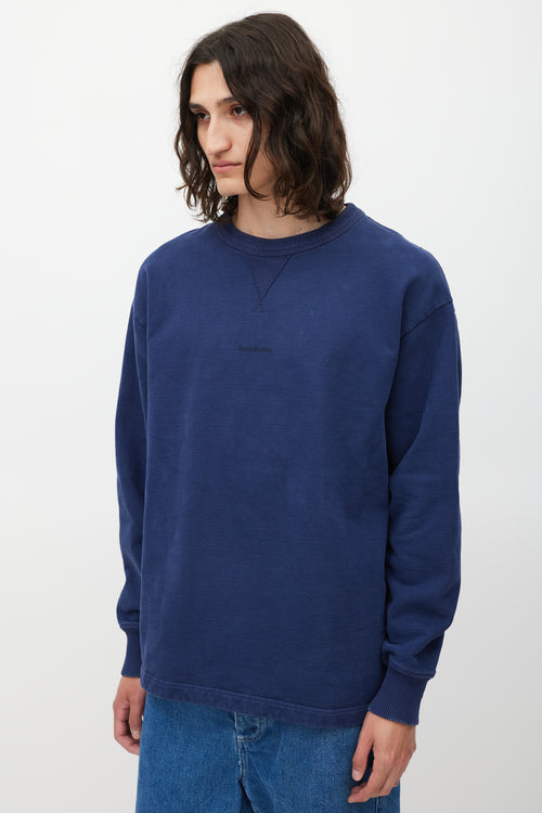 Acne Studios Navy Oversized Logo Crewneck