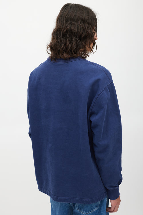 Acne Studios Navy Oversized Logo Crewneck