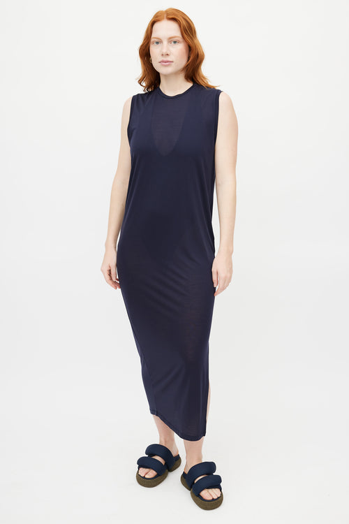 Acne Studios Navy Sleeveless Slit Maxi Dress