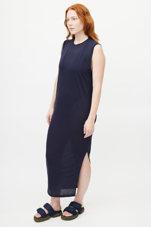 Acne Studios Navy Sleeveless Slit Maxi Dress