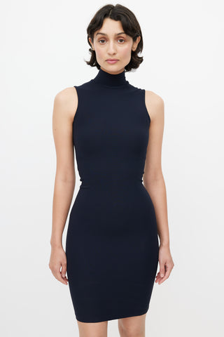 Acne Studios Navy Sleeveless Turtleneck Dress