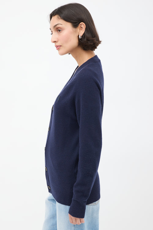 Acne Studios Navy Wool Face Logo Cardigan