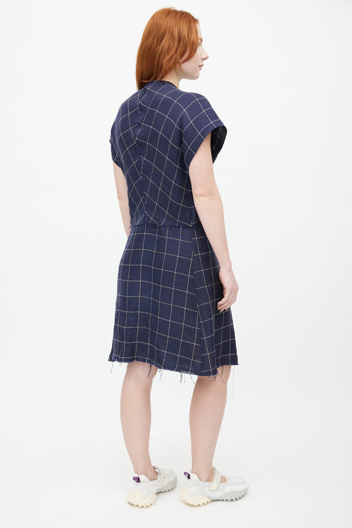 Acne Studios Navy 
Cream Plaid Jessia Dress