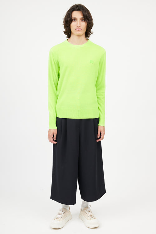 Acne Studios Neon Green Face Knit Sweater