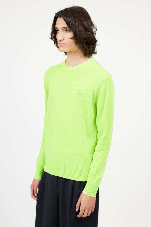 Acne Studios Neon Green Face Knit Sweater