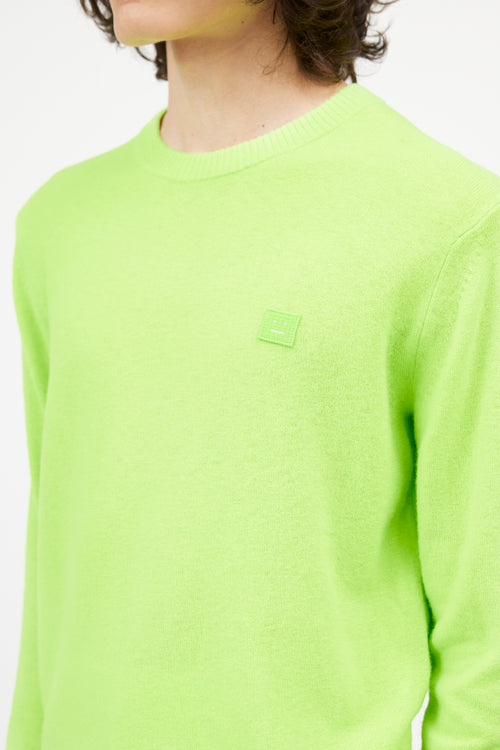 Acne Studios Neon Green Face Knit Sweater