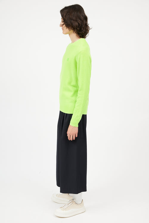 Acne Studios Neon Green Face Knit Sweater