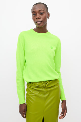 Acne Studios Neon Green Wool Face Knit Sweater