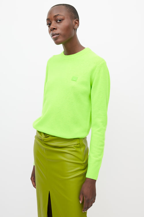 Acne Studios Neon Green Wool Face Knit Sweater