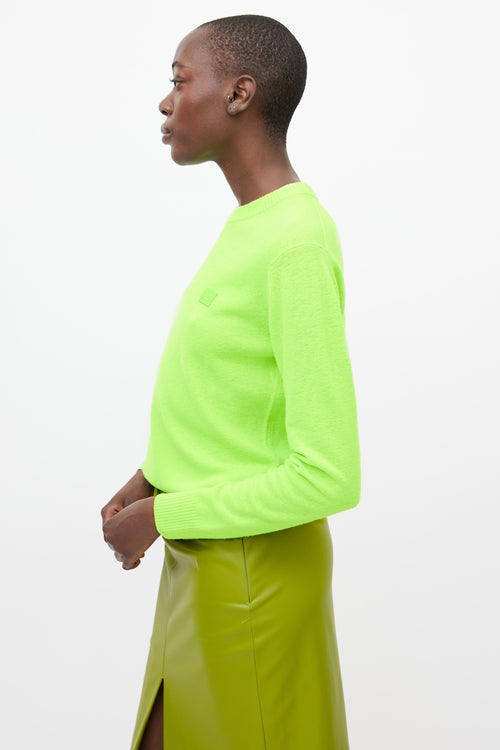 Acne Studios Neon Green Wool Face Knit Sweater