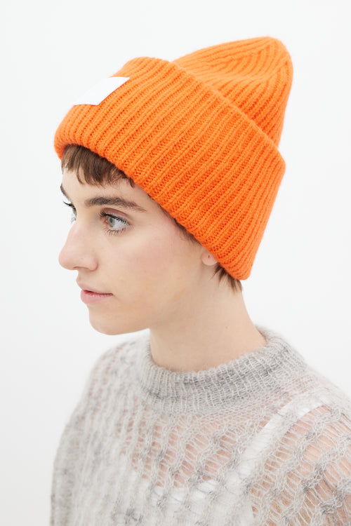 Acne Studios Orange Knit Pansy Face Beanie